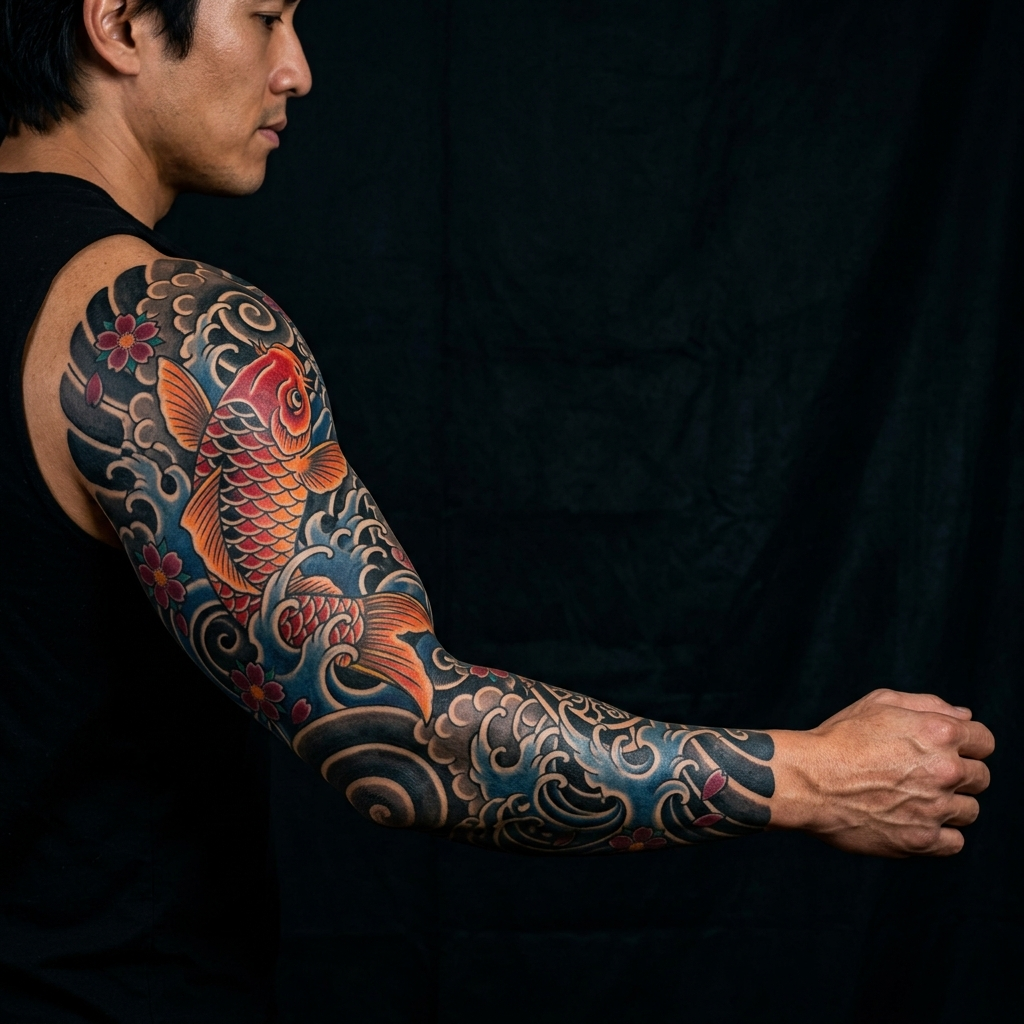 Japanese Irezumi Dragon & Waves